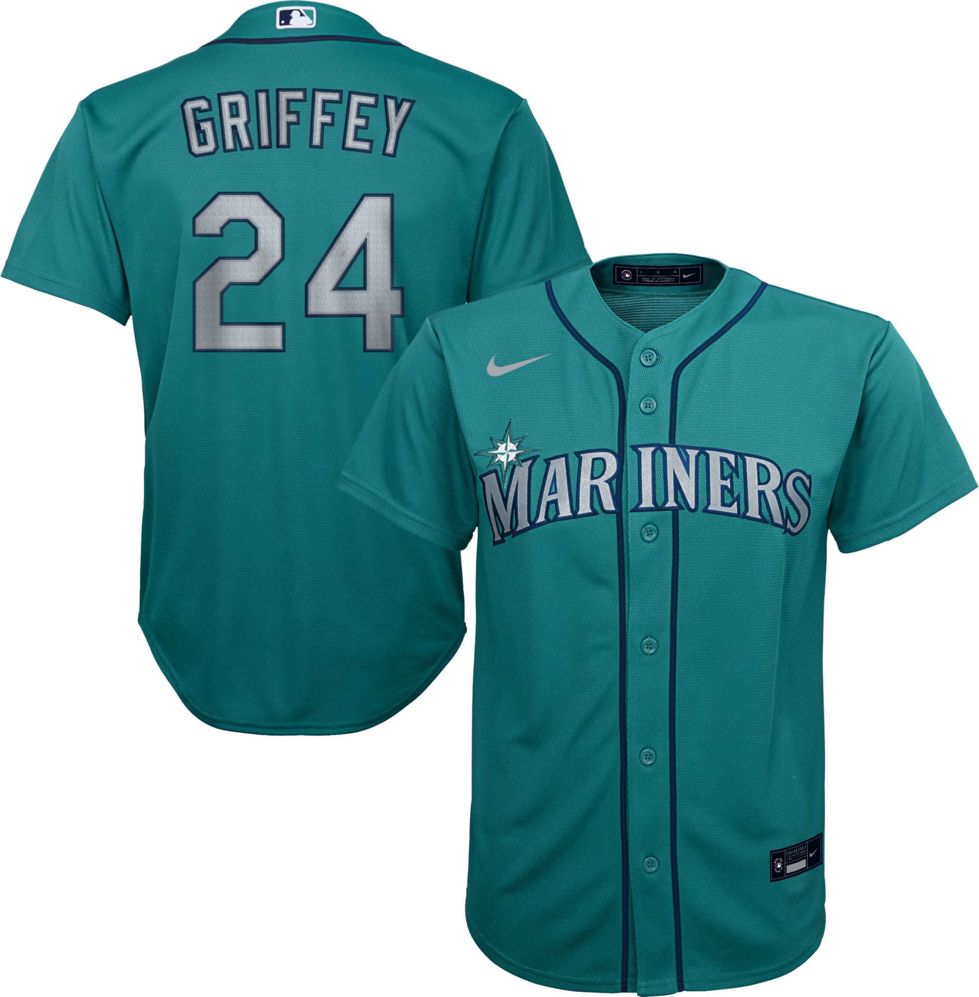 Nike / Youth Replica Seattle Mariners Ken Griffey Jr. #24 Cool Base Grey  Jersey