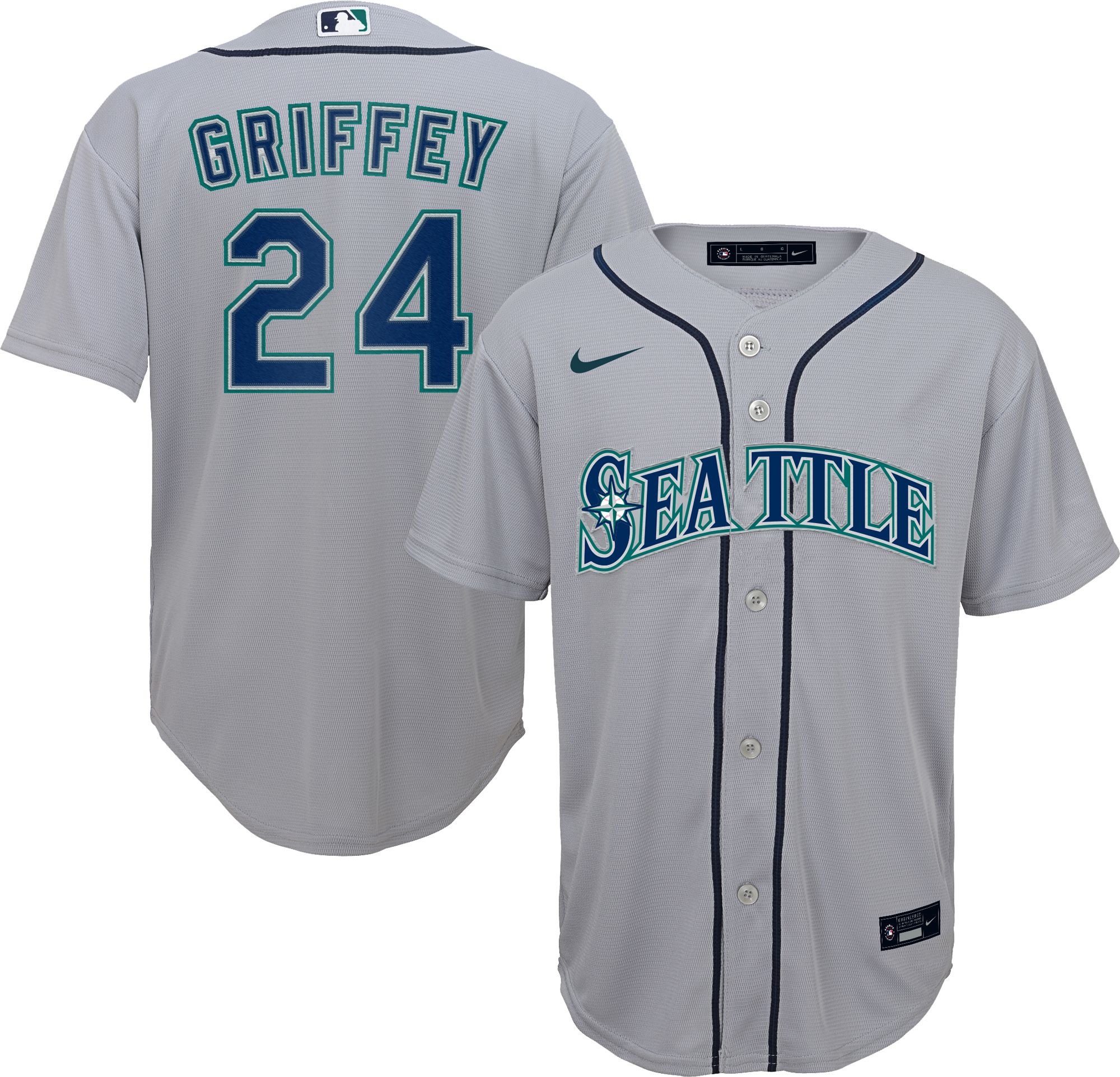 Youth Replica Seattle Mariners Ken Griffey Jr. #24 Cool Base Grey