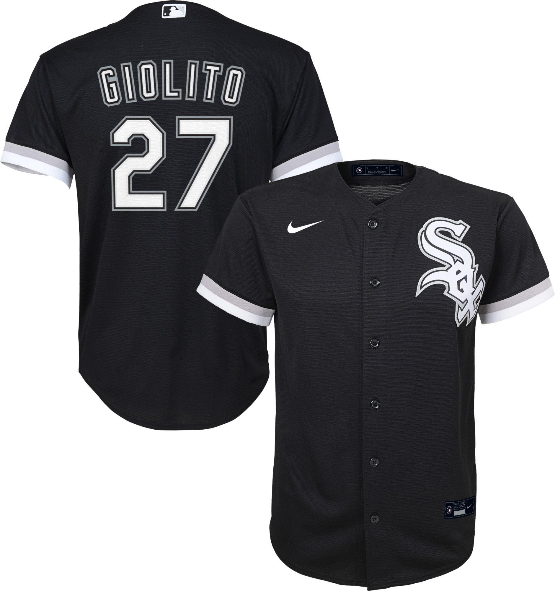 Nike / Youth Replica Chicago White Sox Lucas Giolito #27 Cool Base Black  Jersey