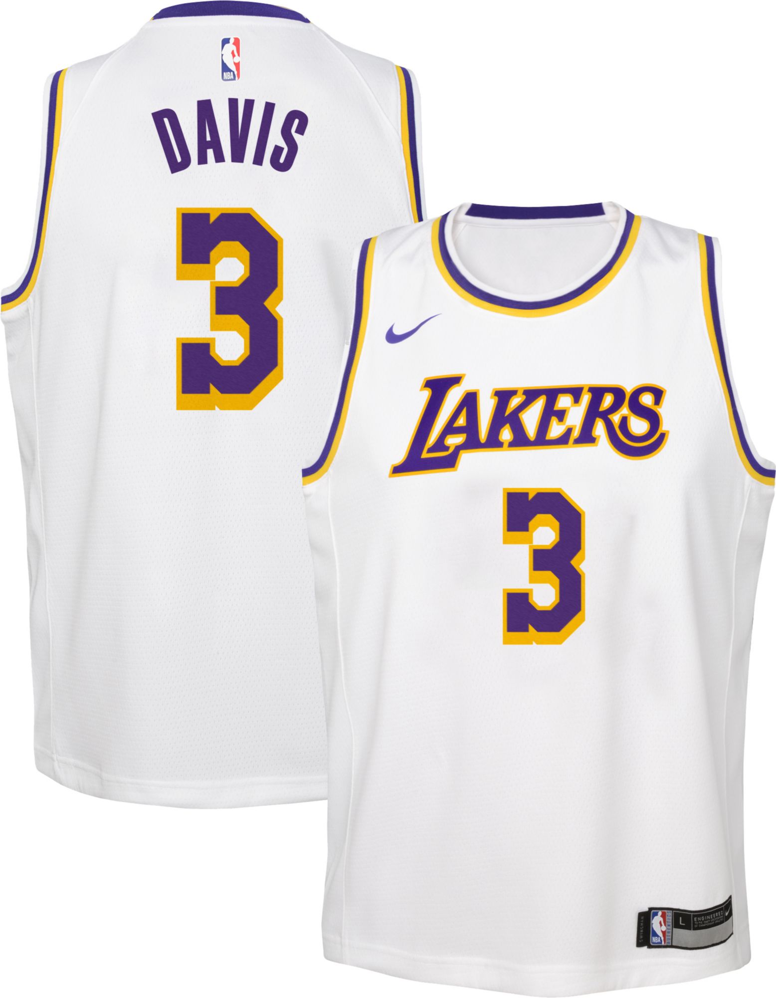 Nike Men's Los Angeles Lakers Anthony Davis #3 White Dri-FIT Swingman  Jersey