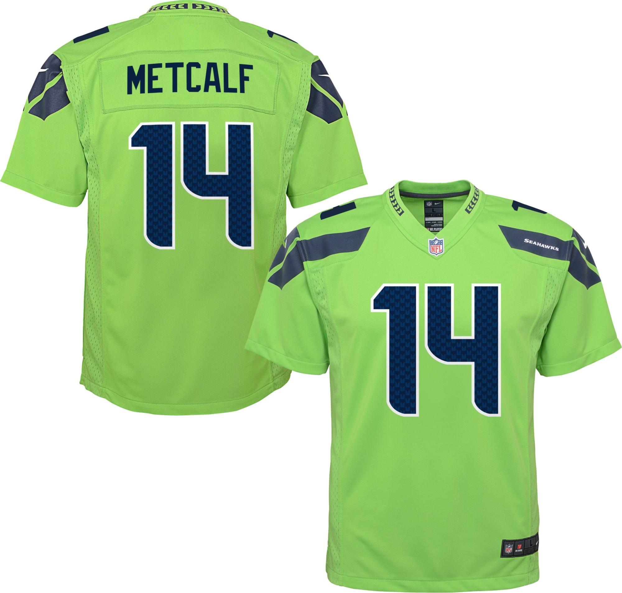 Nike / Youth Seattle Seahawks D.K. Metcalf #14 Turbo Green Game Jersey