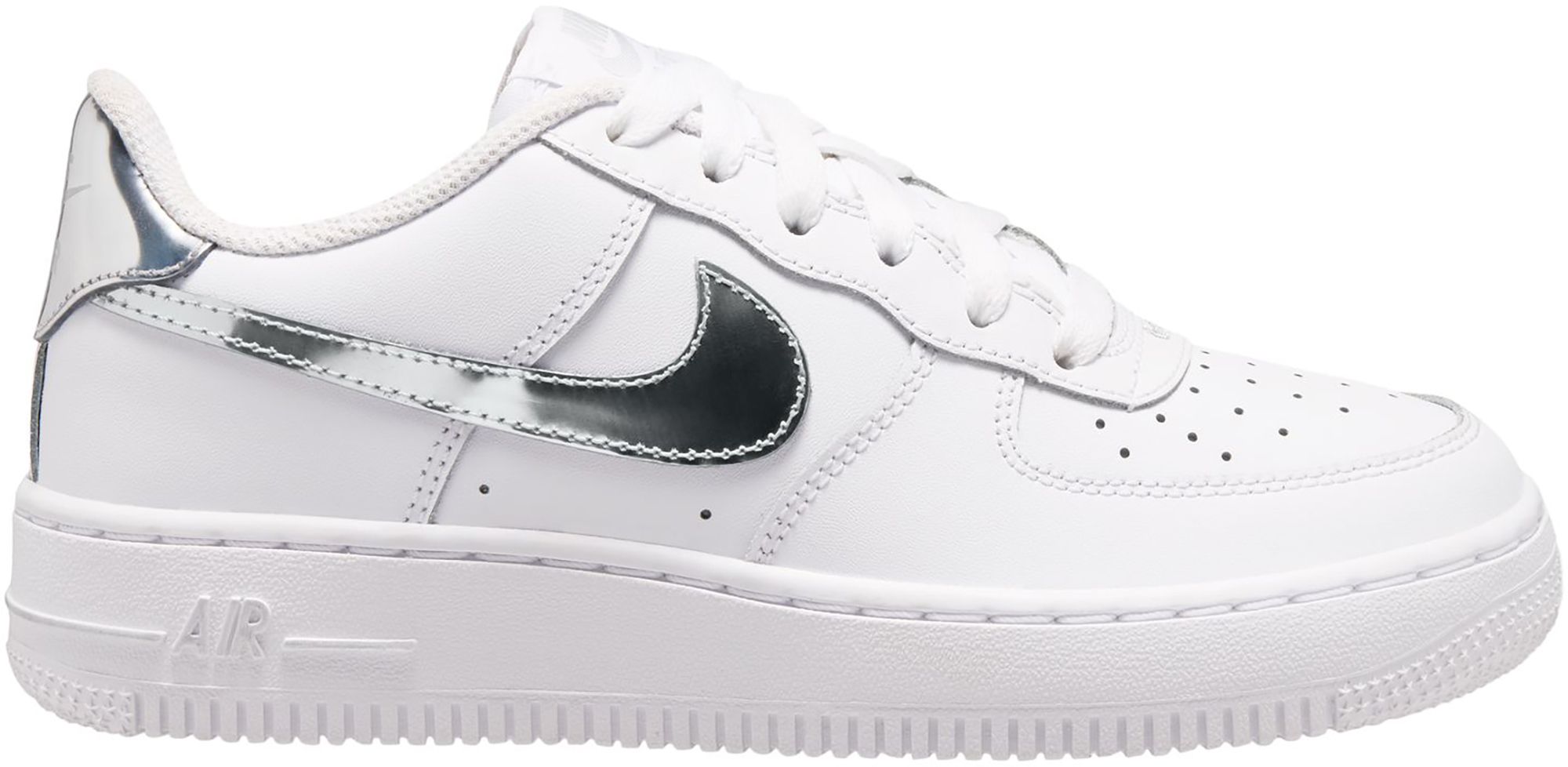 Nike Kids' Grade School Air Force 1 Shoes, Boys', Size 6, White/Metallic Silver