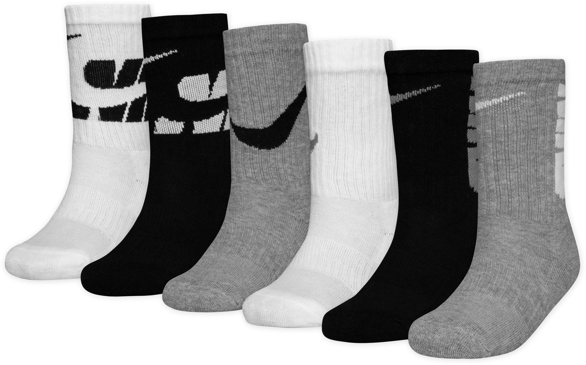 Nike Youth Swoosh Impression Crew Socks 6 Pack