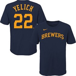 Nike Youth Milwaukee Brewers Christian Yelich #22 Navy 4-7 T-Shirt