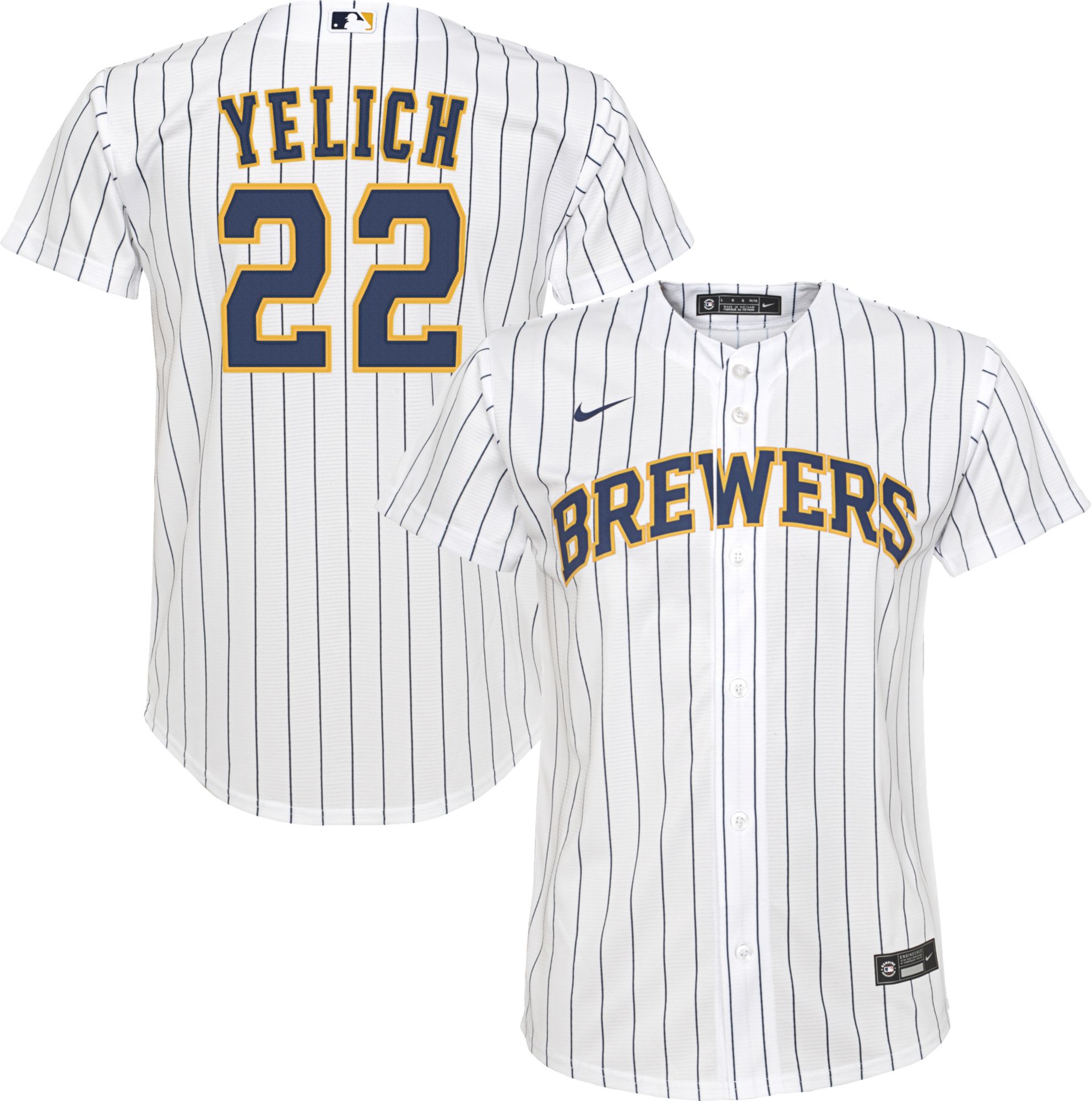 Split Replica Jersey Christian Yelich Navy-Gray Milwaukee Brewers