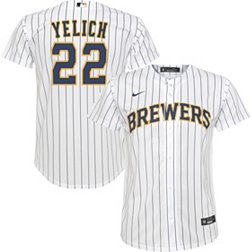Nike Youth Replica Milwaukee Brewers Christian Yelich #22 Cool Base White Jersey