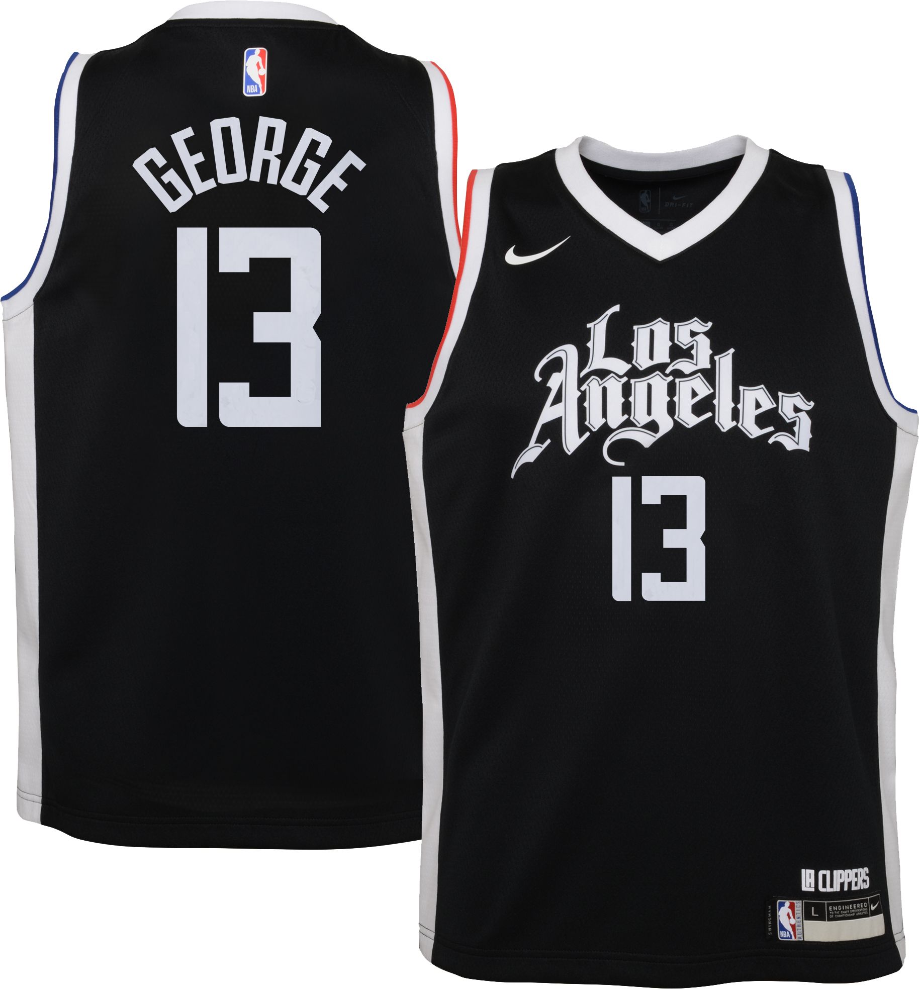 Nike Youth 2021-22 City Edition Los Angeles Clippers Paul George #13 Blue  Swingman Jersey