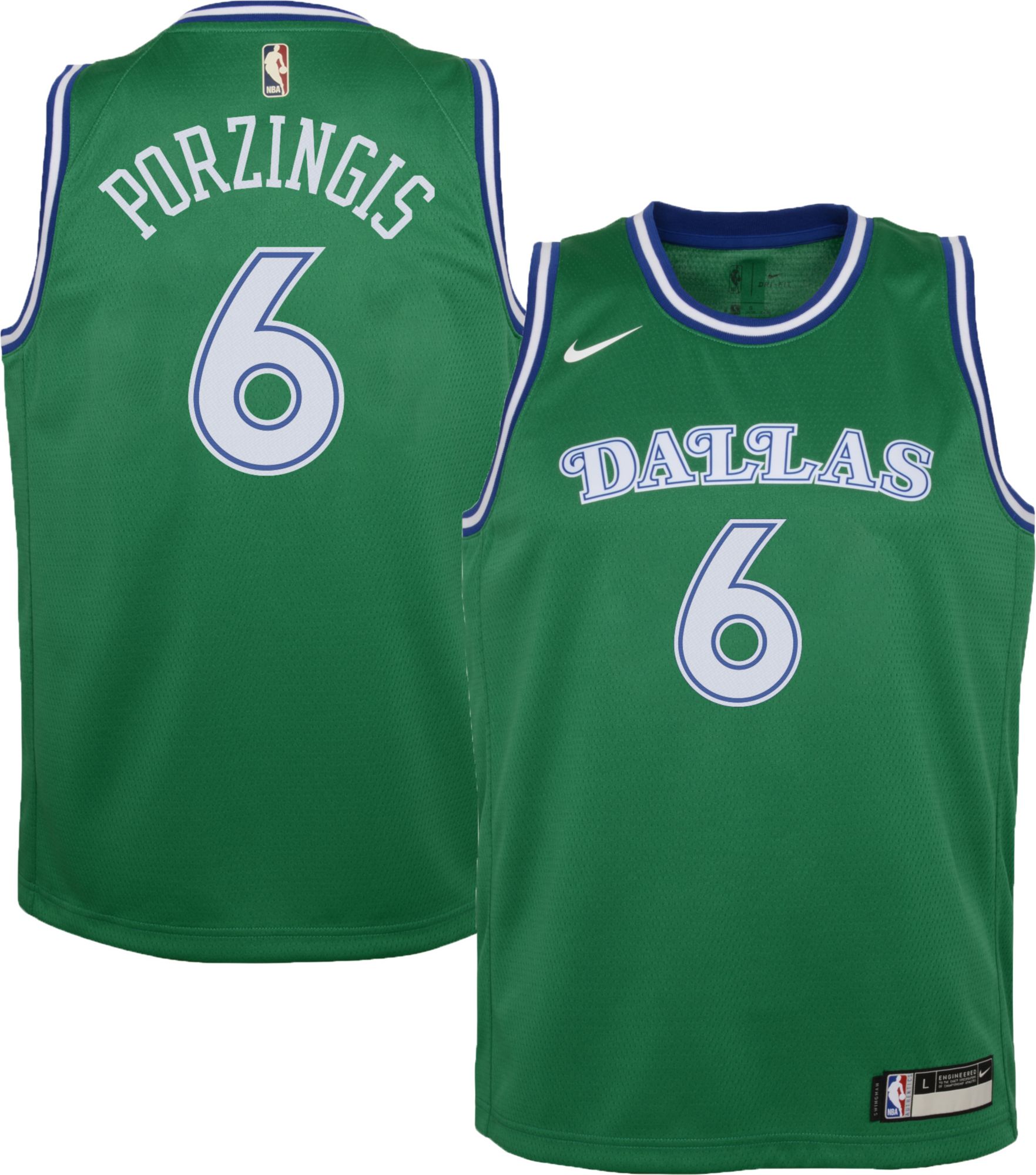 Nike / Youth Dallas Mavericks Kristaps Porzingis #6 Green Dri-FIT