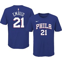 Nike Youth Philadelphia 76ers Joel Embiid #21 Blue Cotton T-Shirt