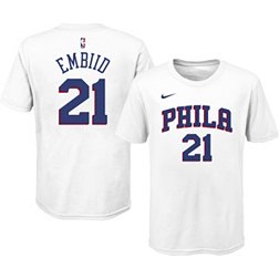 Nike Youth Philadelphia 76ers Joel Embiid #21 Cotton White T-Shirt