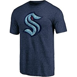 NHL Men's Seattle Kraken Distressed-Print Navy Logo T-Shirt