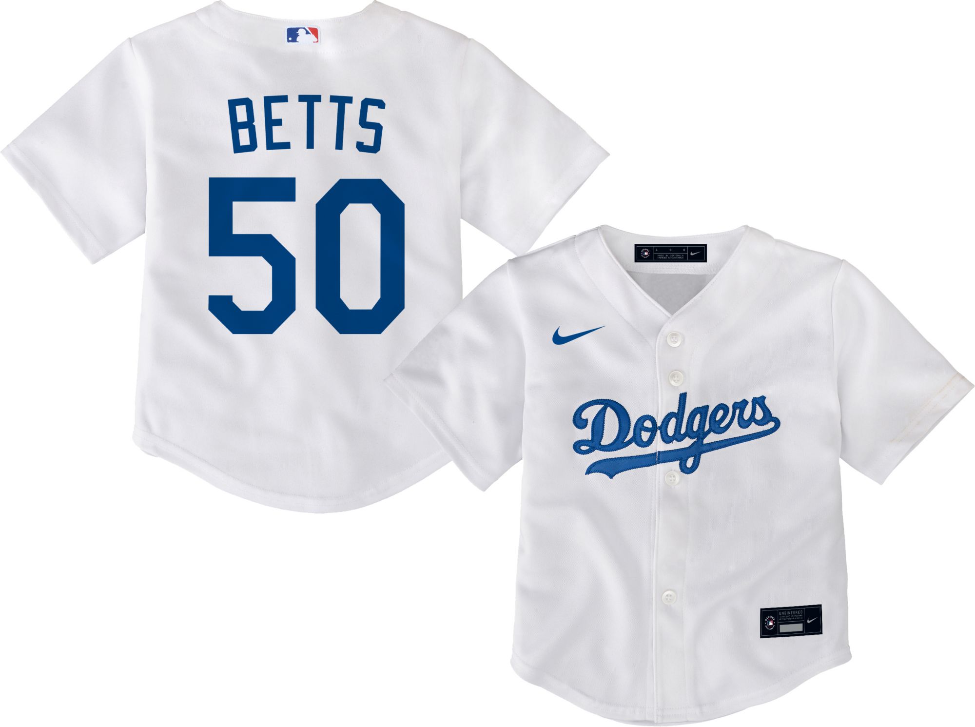 Nike / Toddler Replica Los Angeles Dodgers Mookie Betts #50 White Jersey