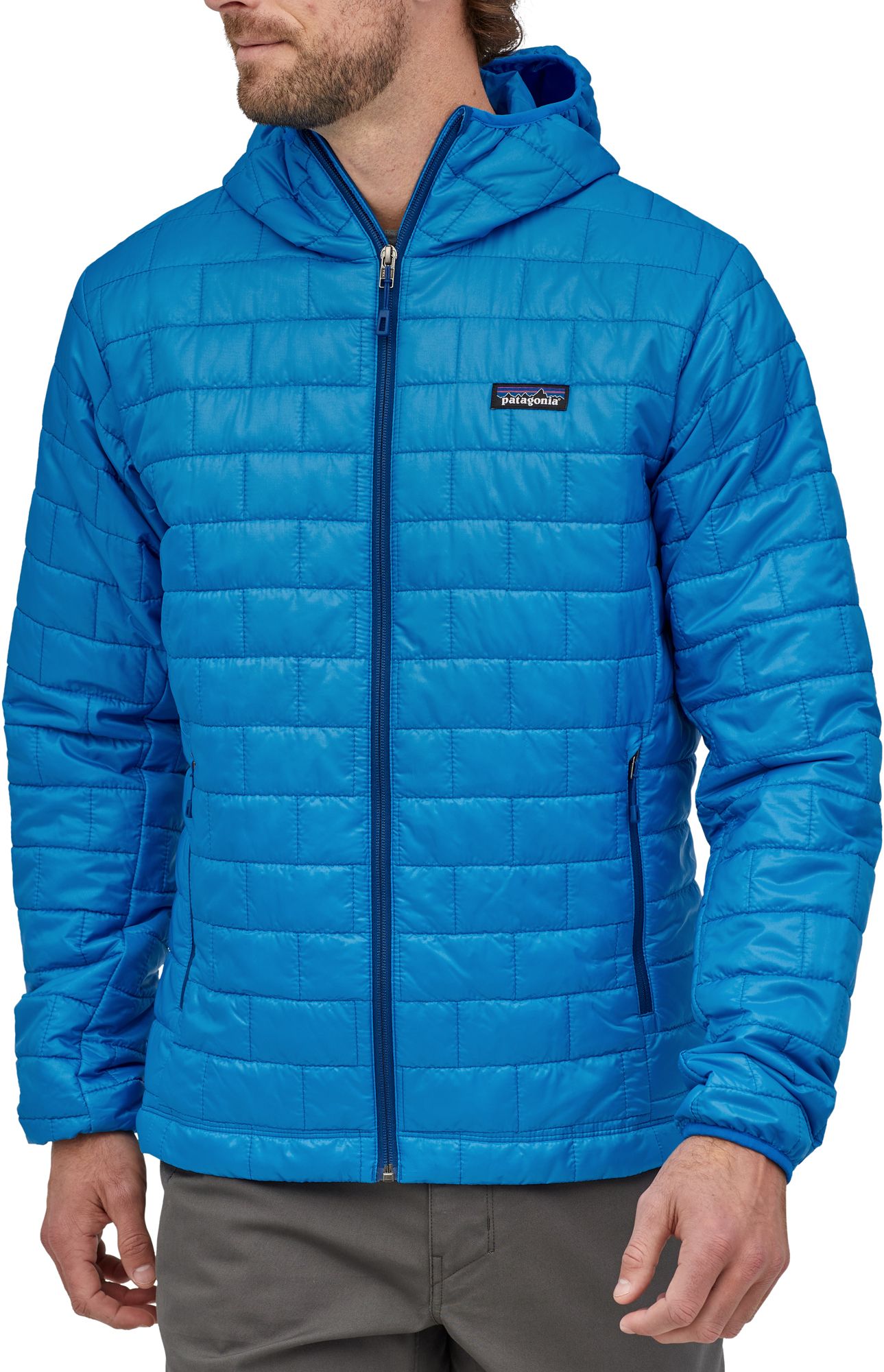 Patagonia Men's Nano Puff Hooded Jacket, XXL, Andes Blue W/Andes Blue