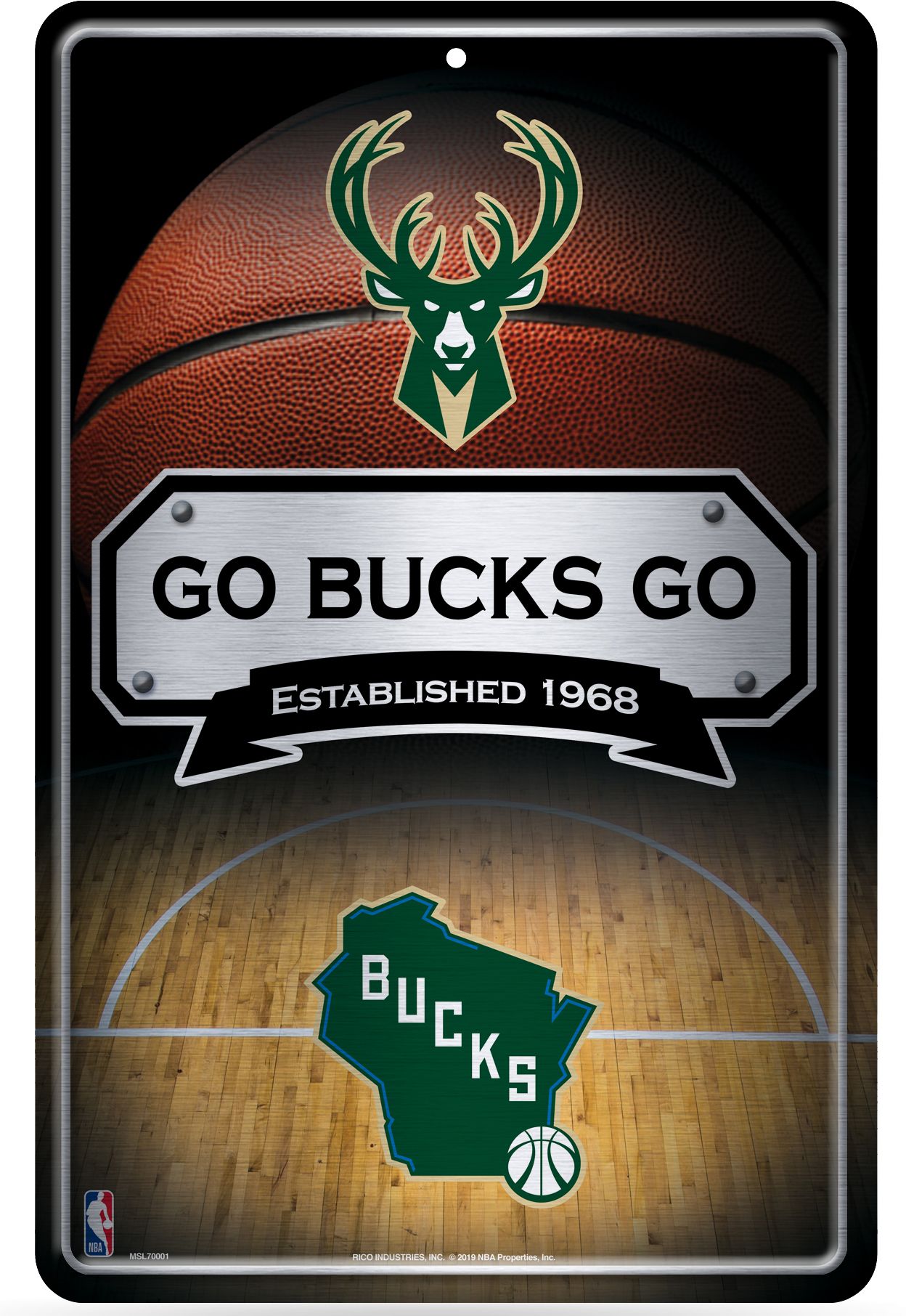 Rico Milwaukee Bucks Large Metal Sign