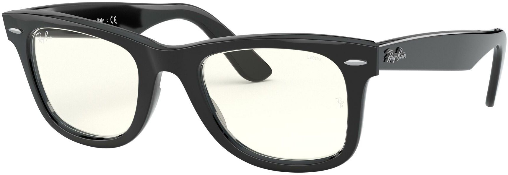 Photos - Sunglasses Ray-Ban Wayfarer Evolve Glasses, Men's, Medium, Black/Gray 20RYBURB2140CLR 
