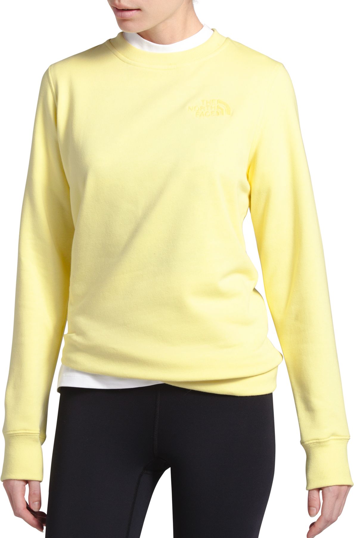 women's yellow crew neck sweatshirt