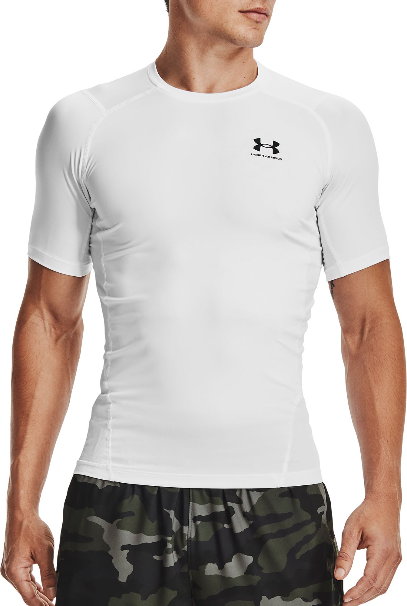 Under Armour Men's HeatGear Compression T-Shirt White/Black thumbnail