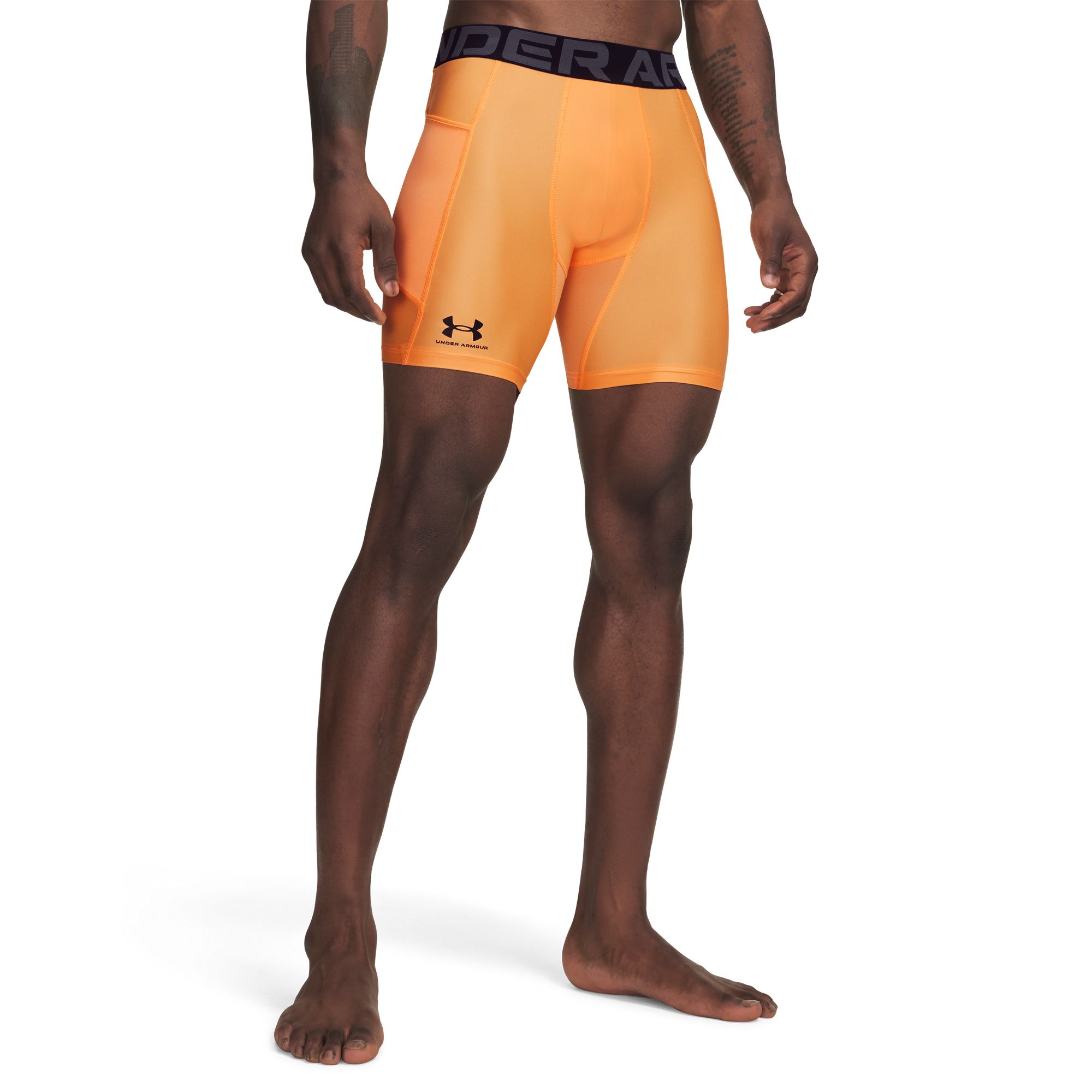 Under Armour Men's HeatGear Compression 6" Shorts Orange Bloc/White thumbnail