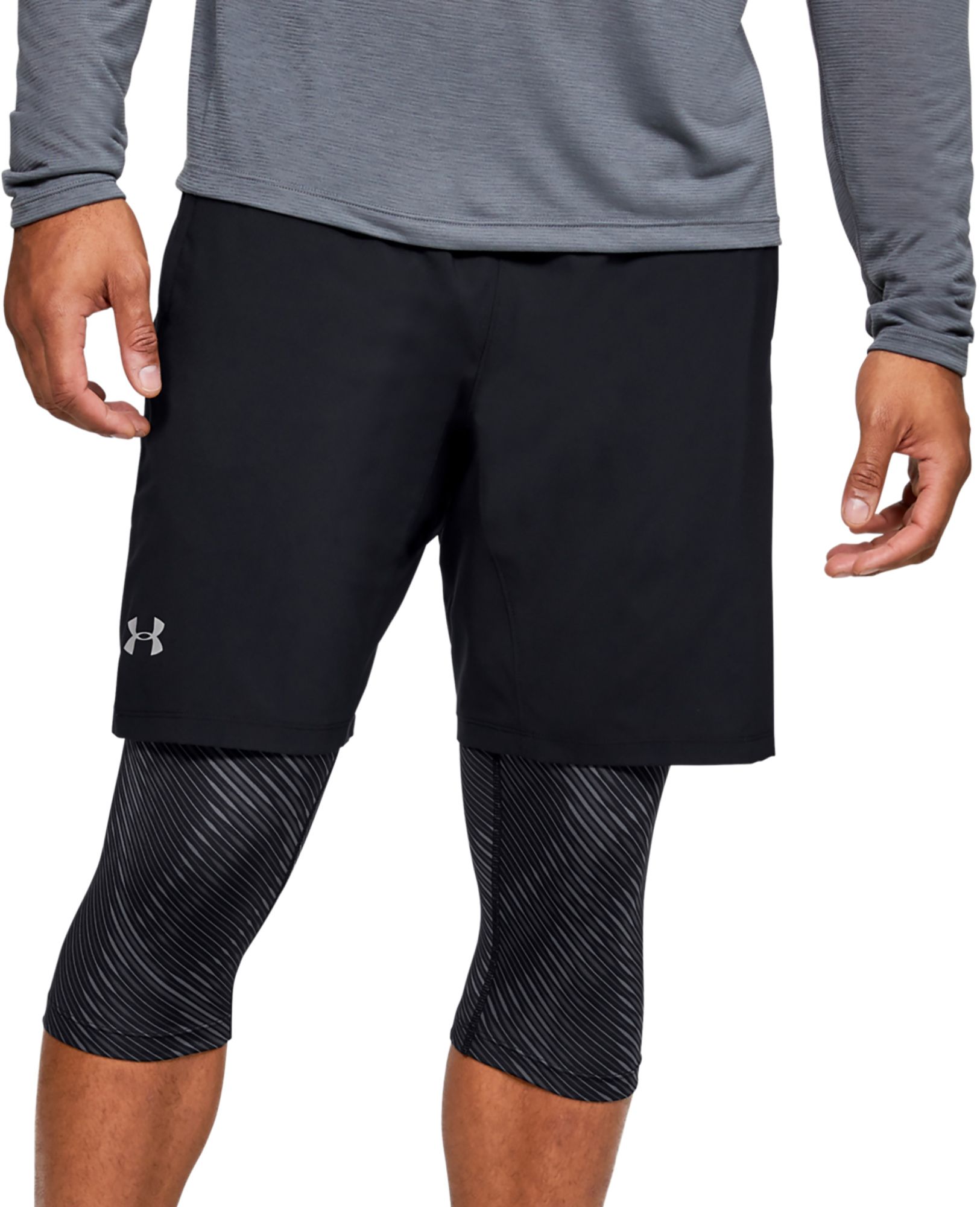 under armour qualifier 2 in 1 shorts mens