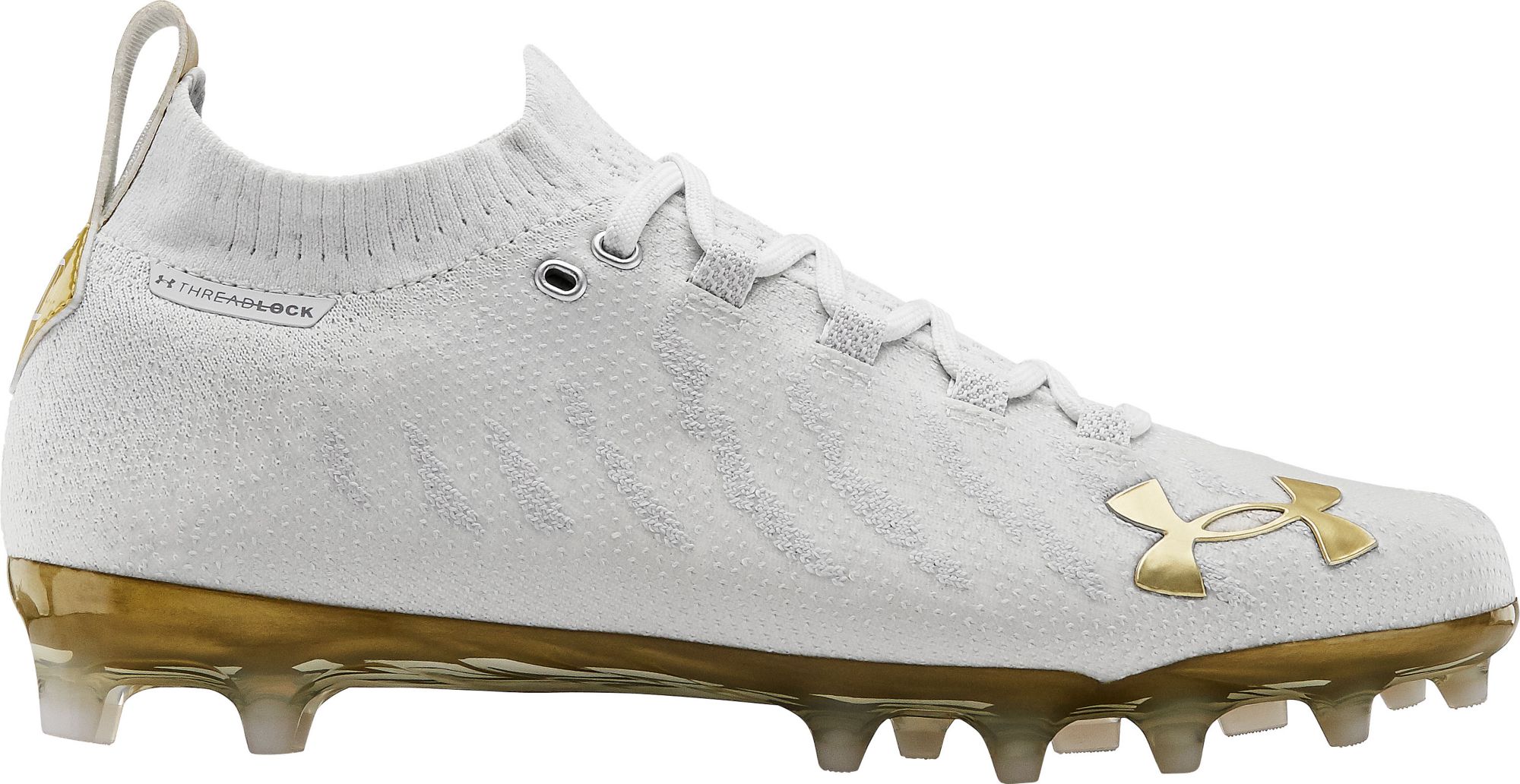 white and gold under armour cleats