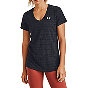 Under Armour Women's Tech Wordmark Jacquard Short Sleeve V-Neck T-Shirt