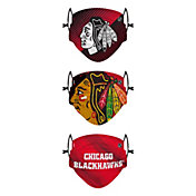 FOCO Youth Chicago Blackhawks Adjustable 3-Pack Face Coverings