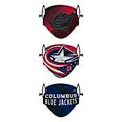 FOCO Youth Columbus Blue Jackets Adjustable 3-Pack Face Coverings
