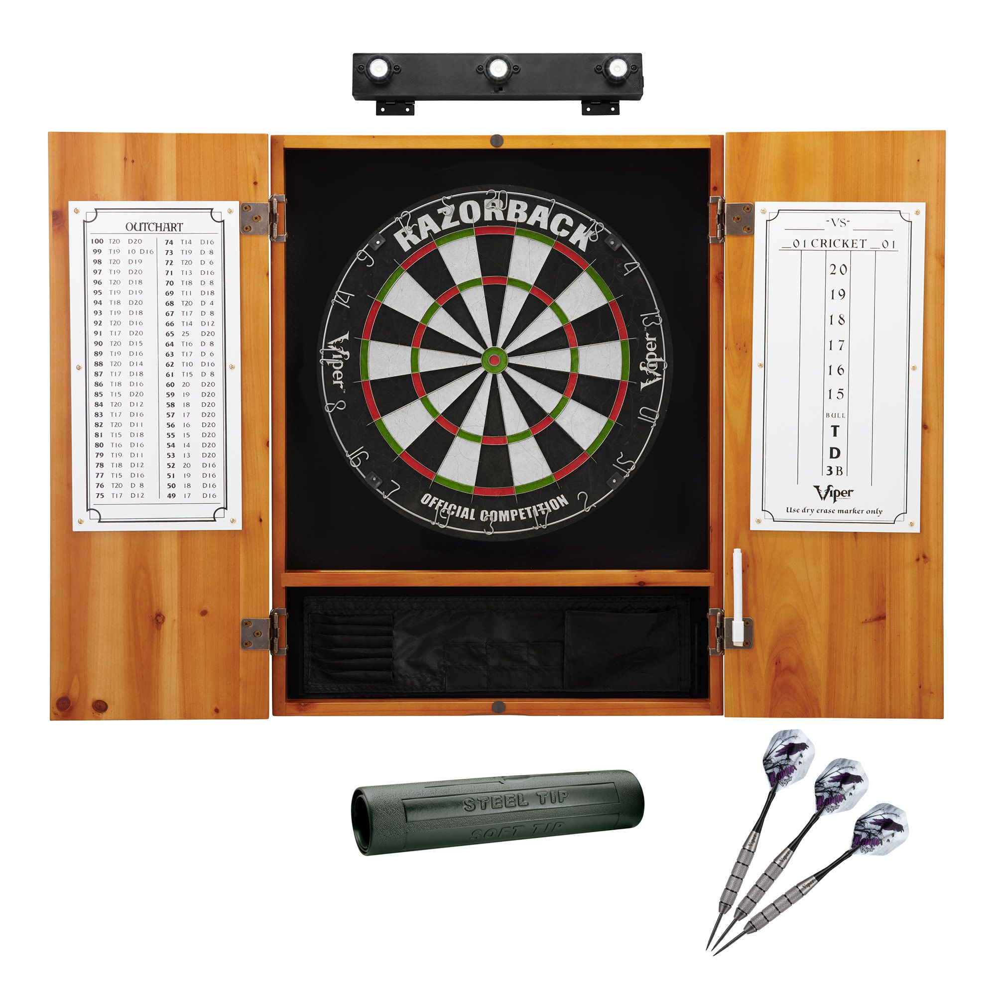 Viper Razorback Sisal Dartboard Cabinet Package