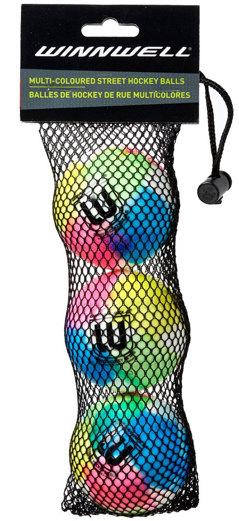 Winnwell Multicolor 65mm Street Hockey Balls - 3 Pack