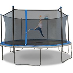 TruJump 15 Foot Trampoline with Net and AirDunk