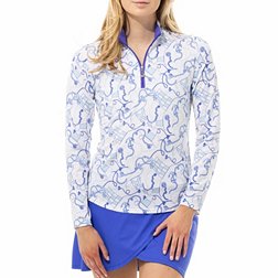 San Soleil Women's SoltekIce Long Sleeve Print Mock Neck Golf Shirt