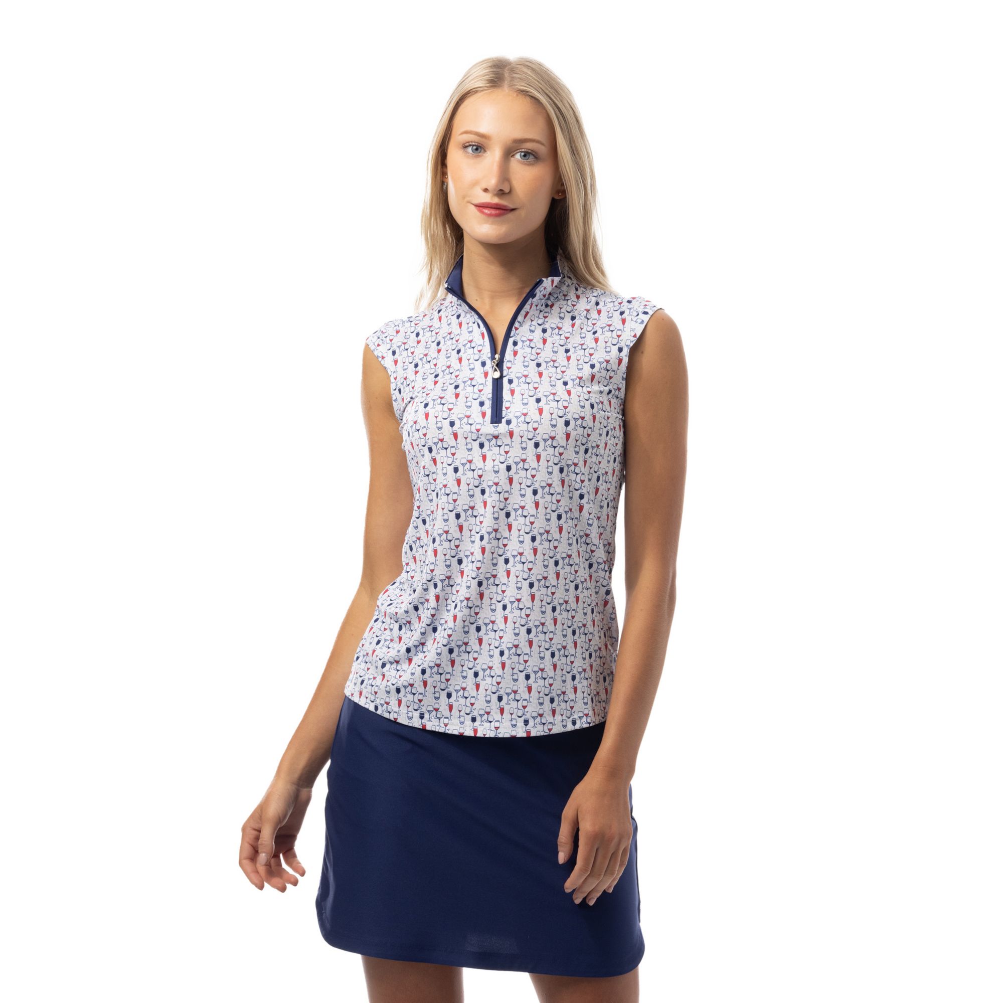 SanSoleil Women's Solcool Sleeveless Mock Neck Golf Shirt