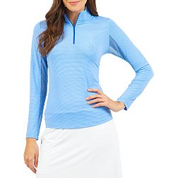 IBKUL Women's Long Sleeve Zip Mock Neck Golf Shirt