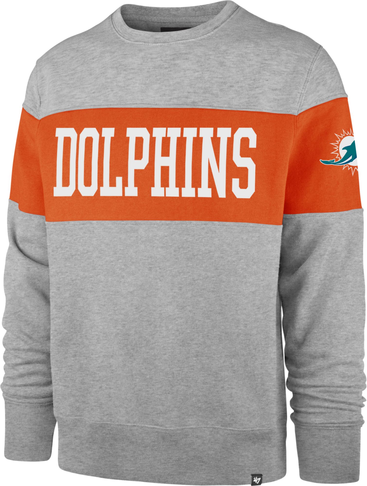 47 Brand / Men's Miami Dolphins Grey Interstate Crew Sweatshirt