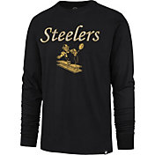 '47 Men's Pittsburgh Steelers Replay Franklin Legacy Black Long Sleeve T-Shirt