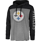 '47 Men's Pittsburgh Steelers Grey Hooded Long Sleeve Shirt