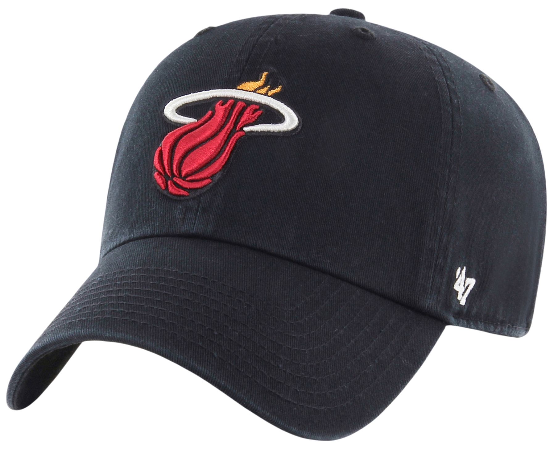 '47 Men's Miami Heat Black Logo Clean Up Adjustable Hat
