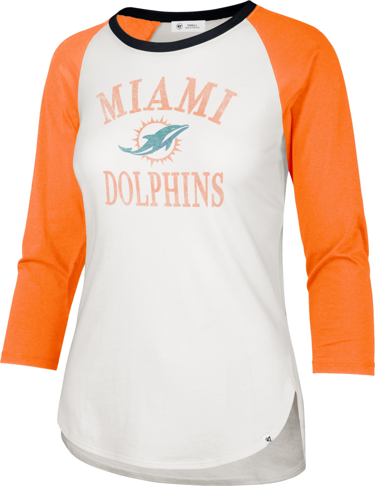 47 Brand / Women's Miami Dolphins White Long Sleeve Raglan T