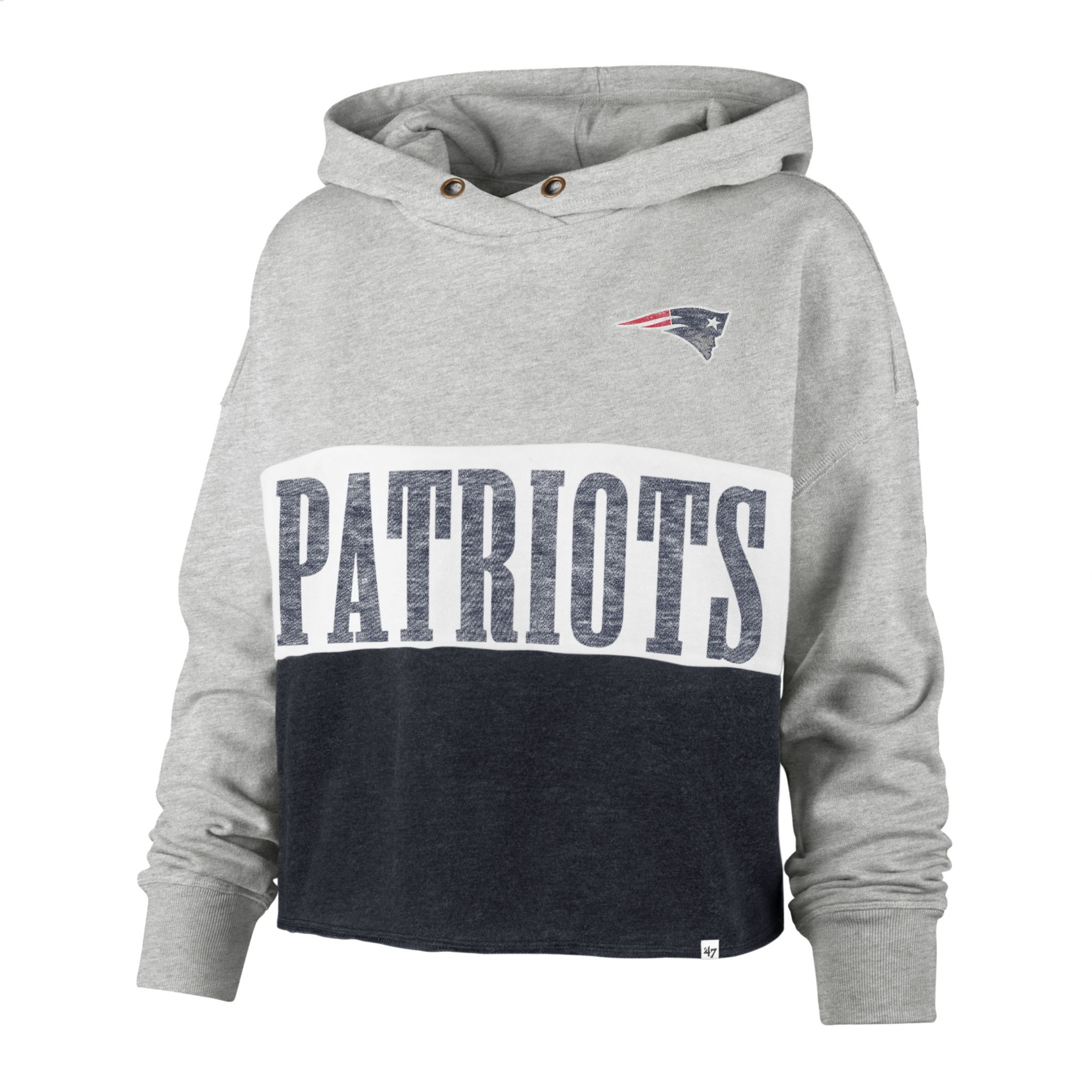 47 Brand / Women's New England Patriots White Lizzy Cut Off Hoodie