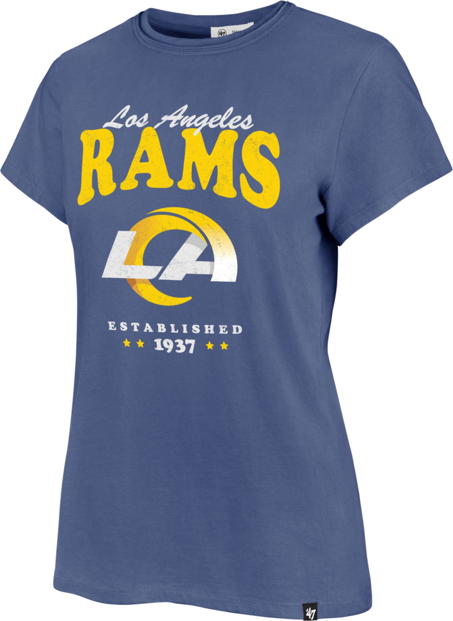 Men's Los Angeles Rams Nike White/Royal Throwback Raglan Long Sleeve T-Shirt