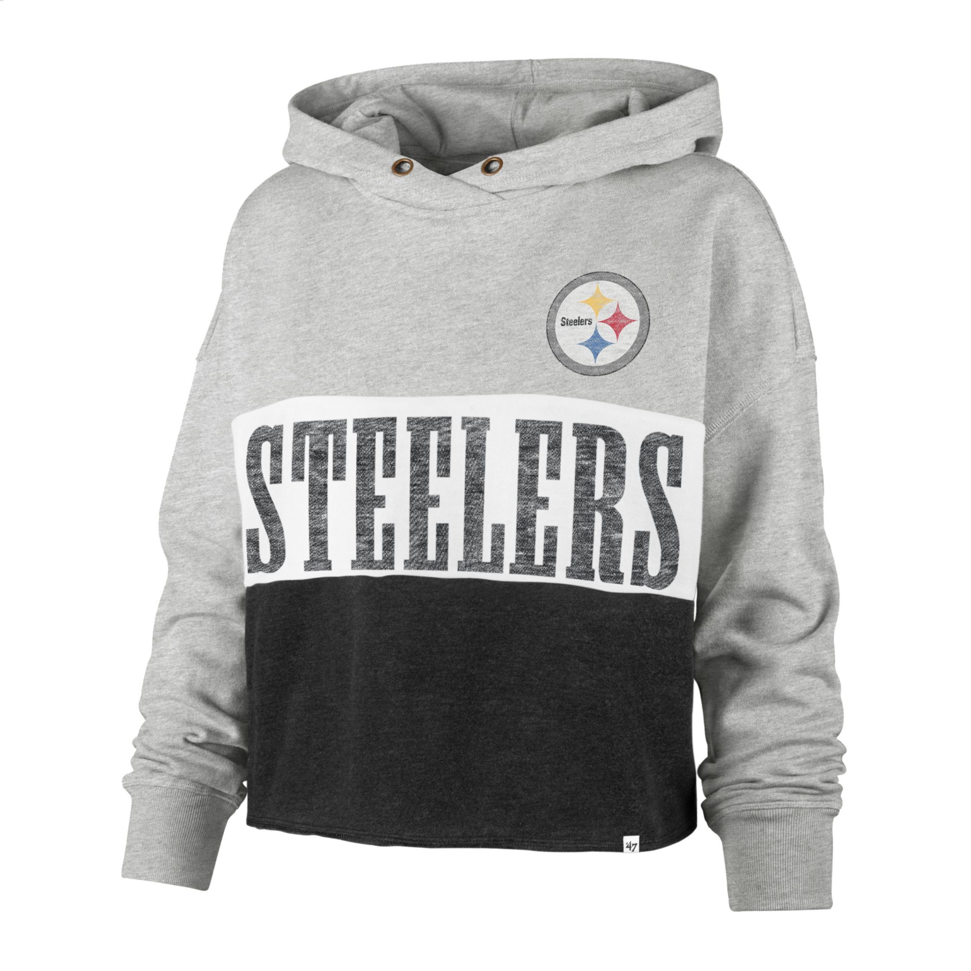 47 Brand / Women's Pittsburgh Steelers White Lizzy Cut Off Hoodie