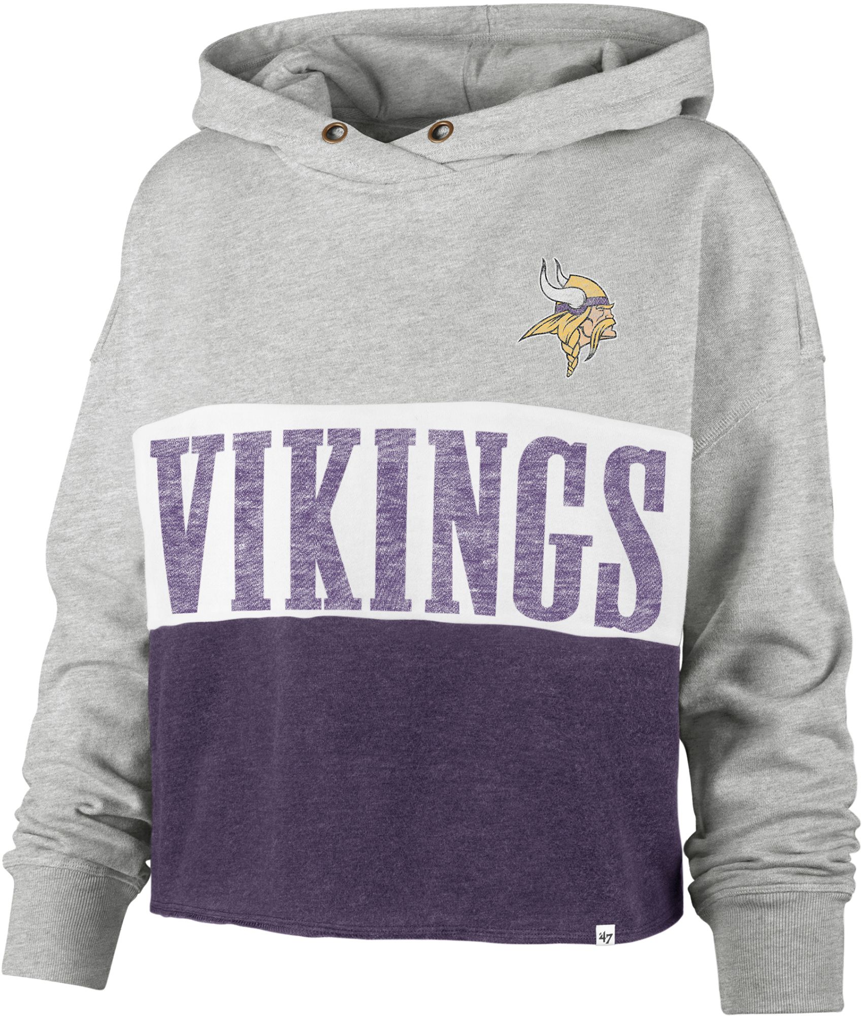 47 Brand / Women's Minnesota Vikings Grey Lizzy Cut Off Hoodie