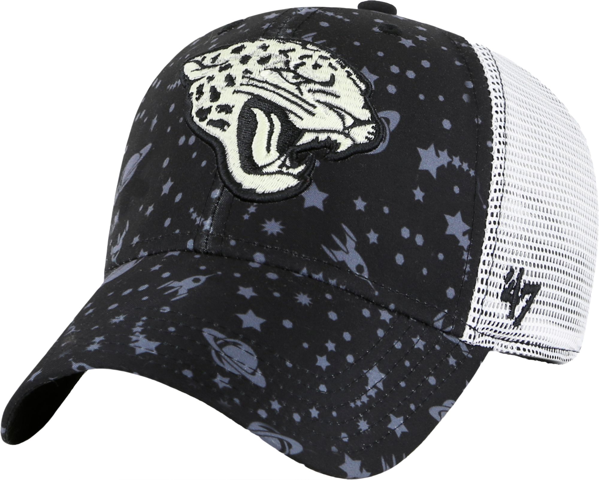 Youth '47 Black/White Jacksonville Jaguars Adjustable Trucker Hat