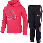 adidas Toddler Girls' Fleece Pullover Hoodie and Tights Set