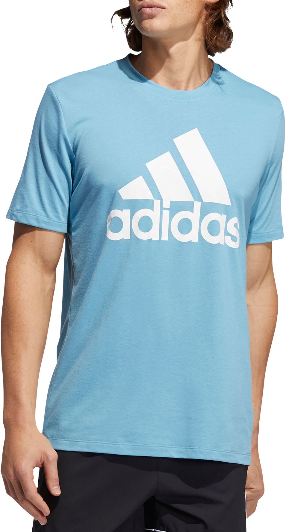 blue and white adidas shirt