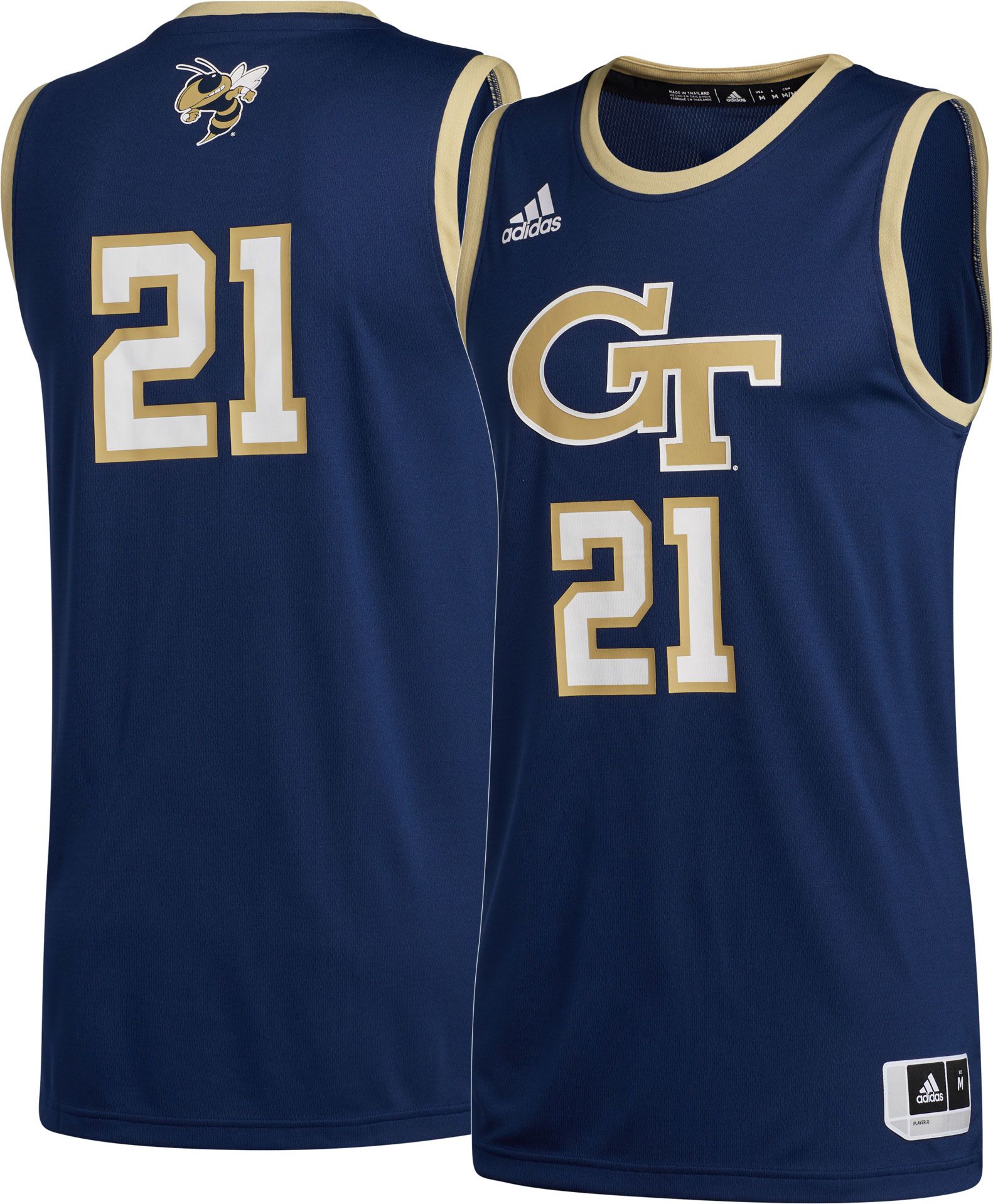 adidas Men's Georgia Tech Yellow Jackets #21 Navy Swingman Replica Basketball Jersey