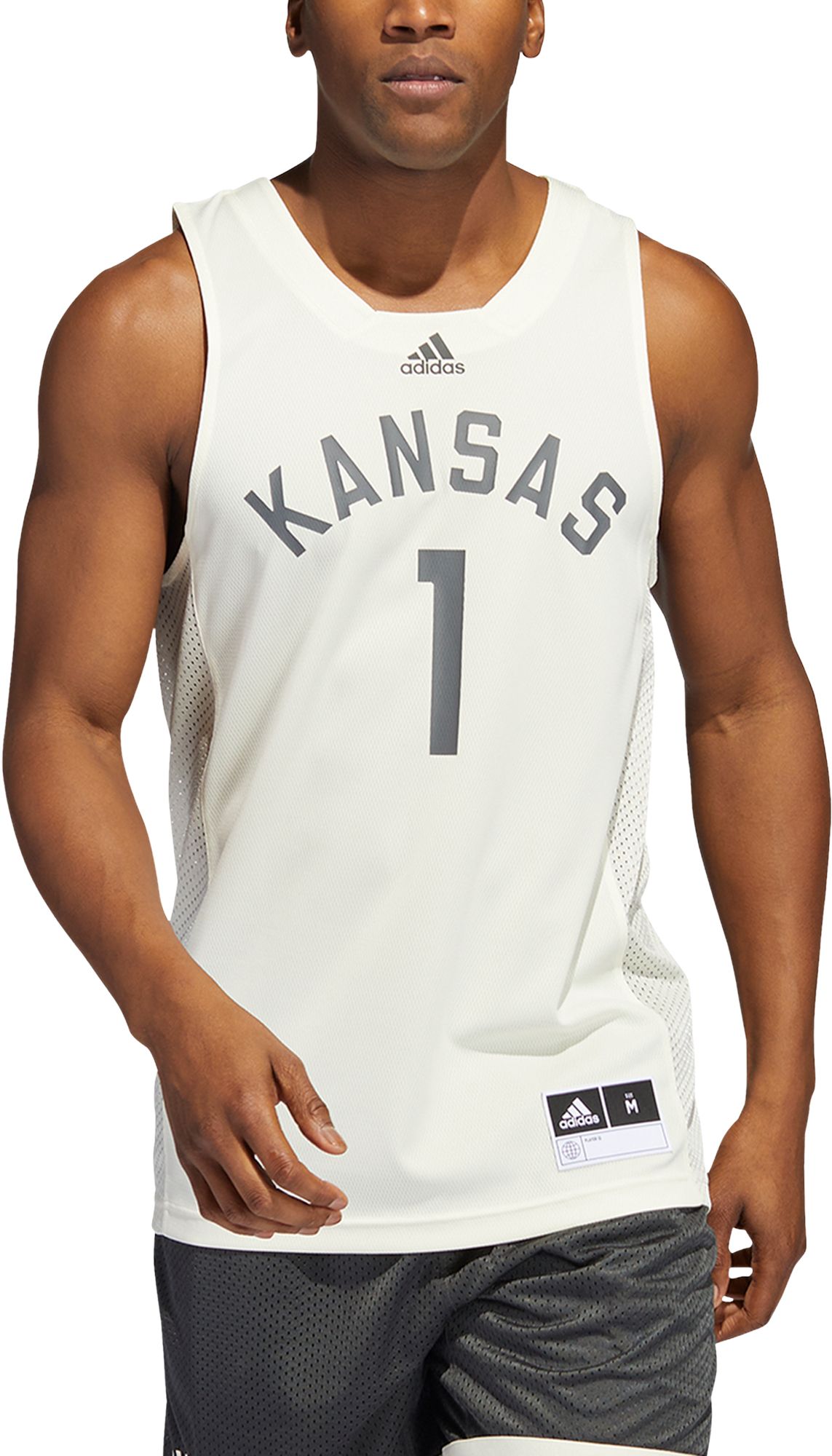 adidas Men's Kansas Jayhawks #1 White Reverse Retro 2.0 Replica Basketball Jersey