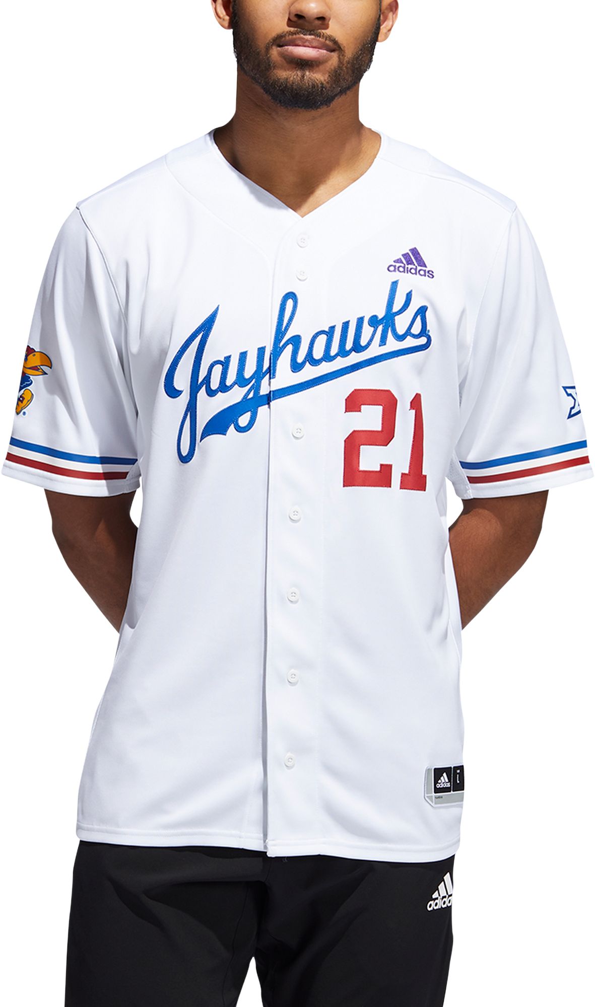 Adidas / Men's Kansas Jayhawks White #21 Replica Baseball Jersey