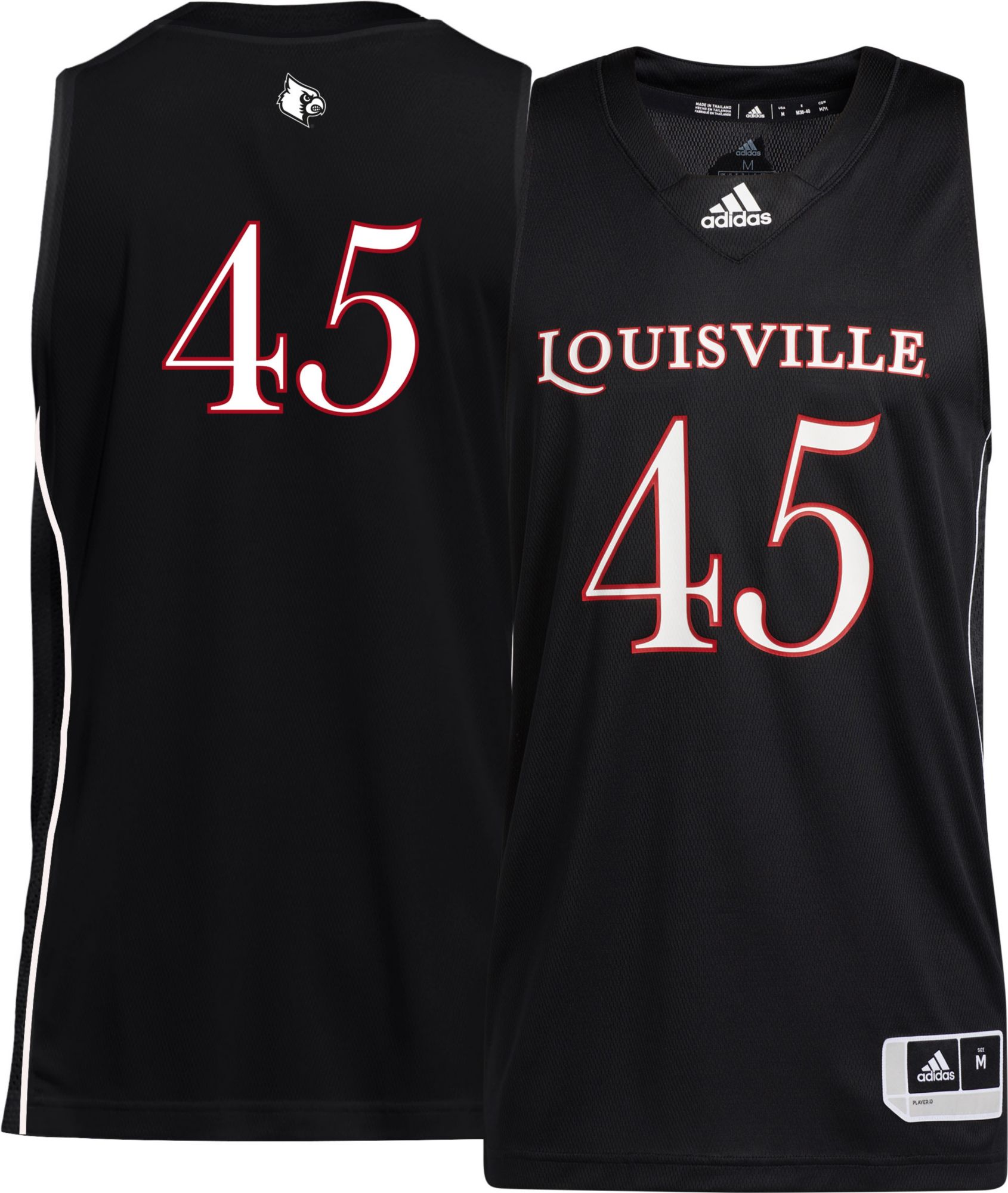 adidas Men's Louisville Cardinals #45 Black Swingman Replica Basketball Jersey