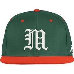 adidas Men's Miami Hurricanes Green On-Field Baseball Fitted Hat